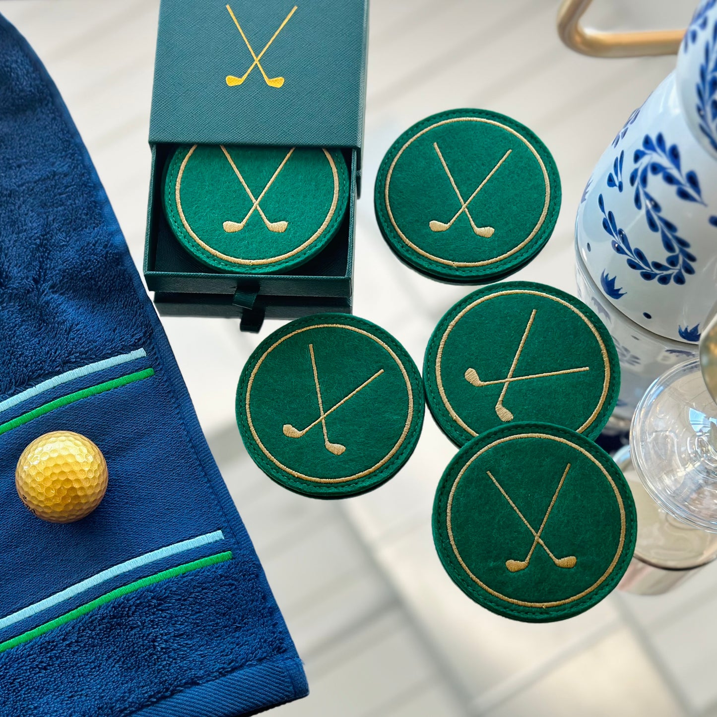 The Green (Golf Felt Embroidered Coaster Set of 4)