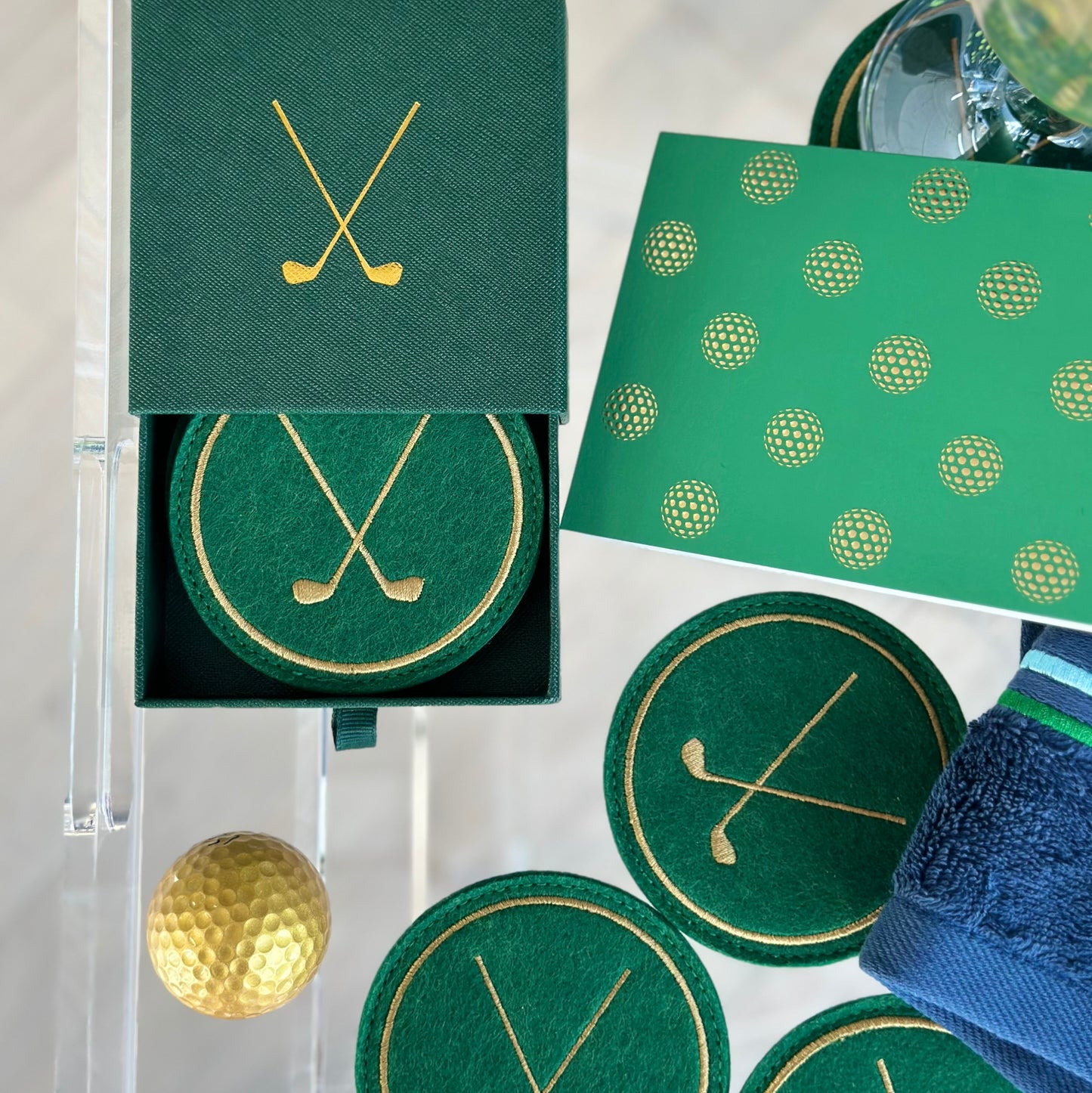The Green (Golf Felt Embroidered Coaster Set of 4)