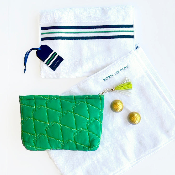 BORN TO PLAY Towel & Travel Pouch Golf Set