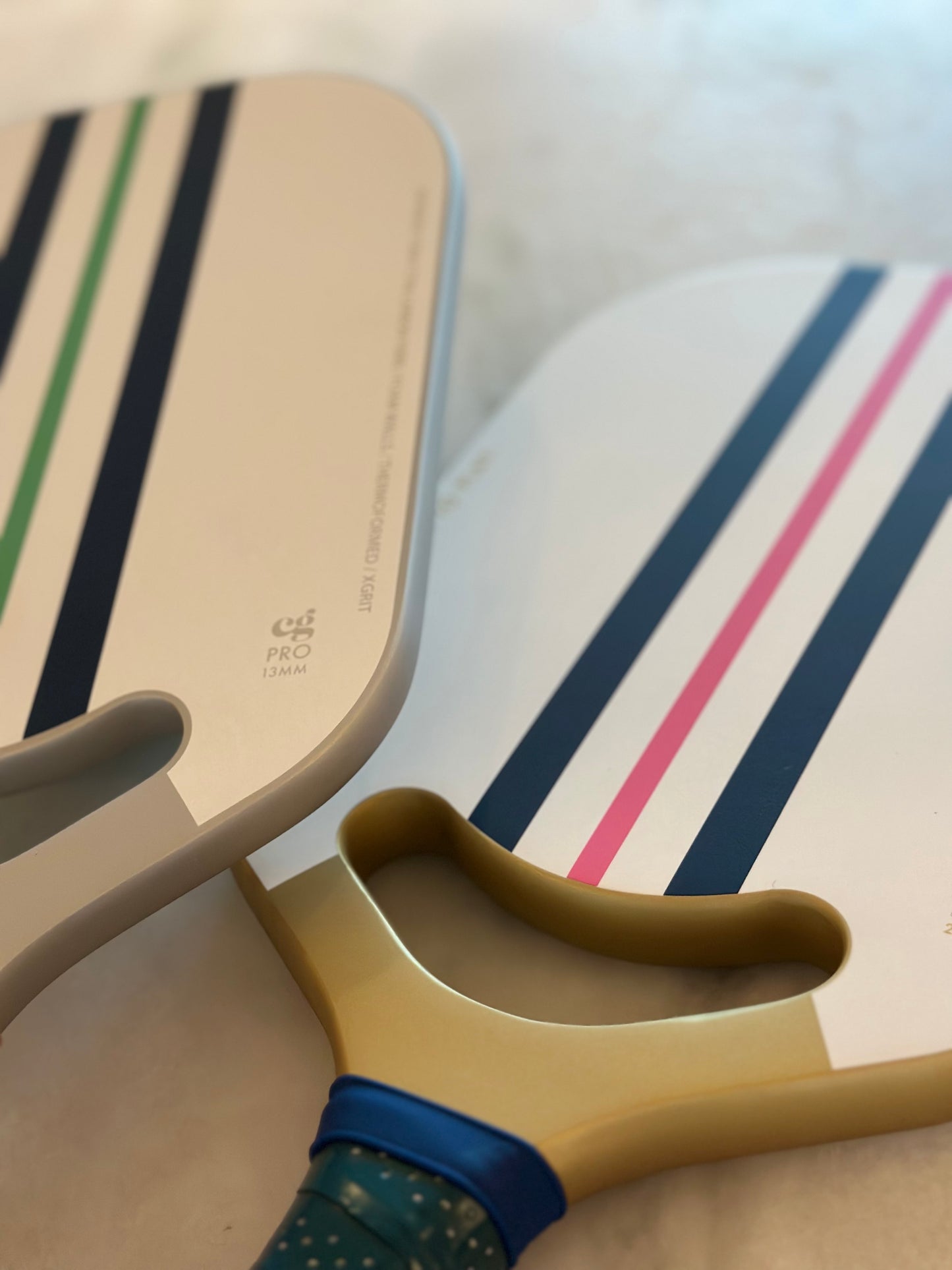 BOGO! BORN TO PLAY PICKLEBALL PADDLE—GREEN & PINK STRIPE