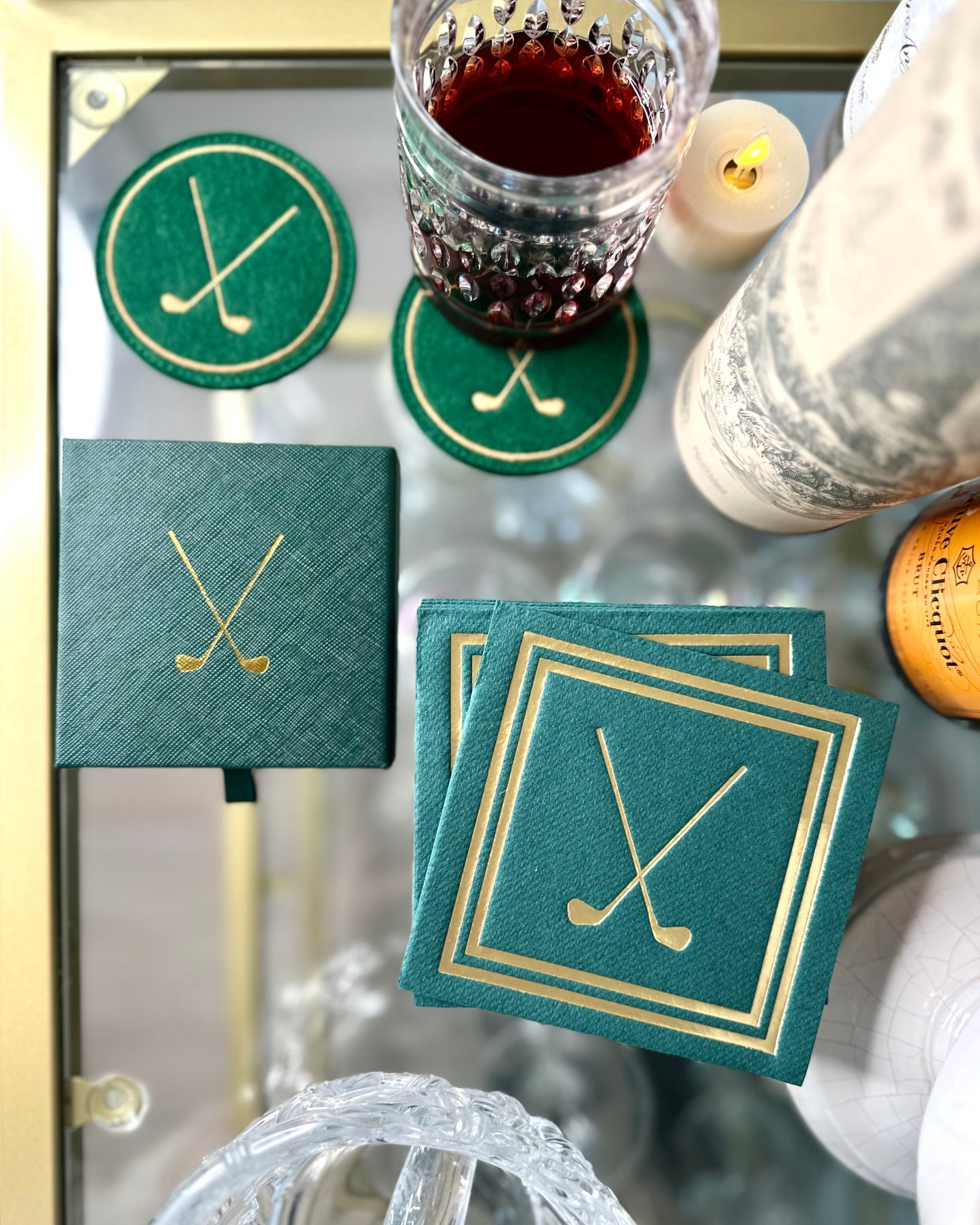 The 19th Hole Golf Bar Set—Coasters & Cocktail Napkins