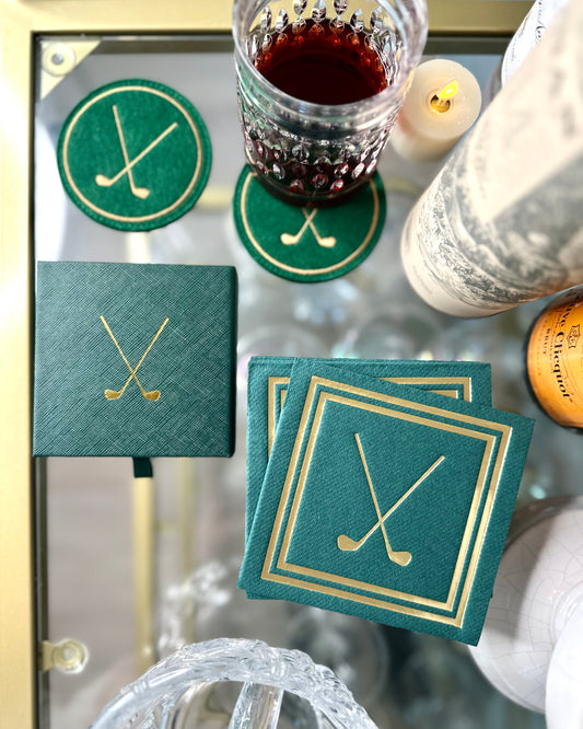 The 19th Hole Golf Bar Set—Coasters & Cocktail Napkins