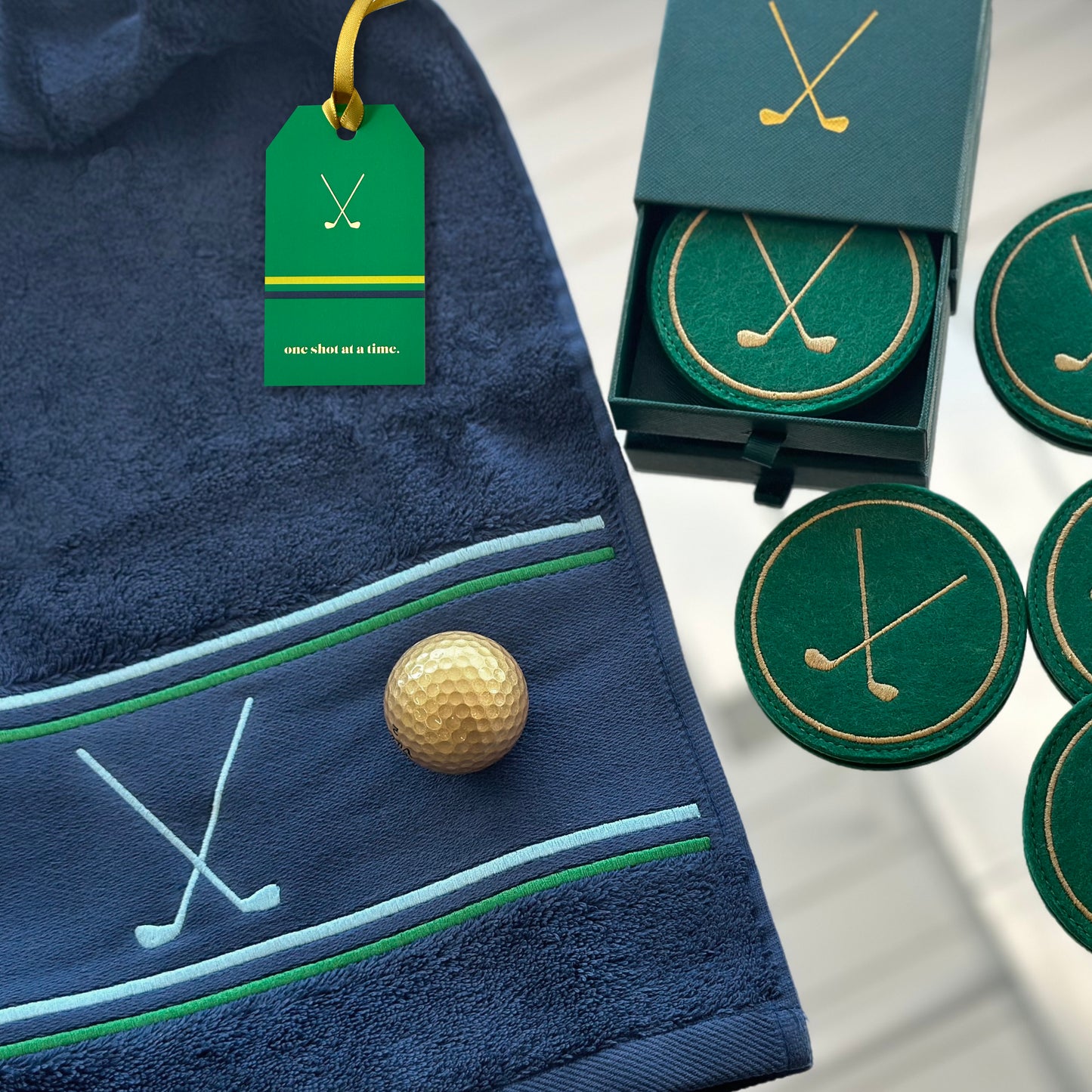 19th HOLE GOLF COASTERS — Green Felt
