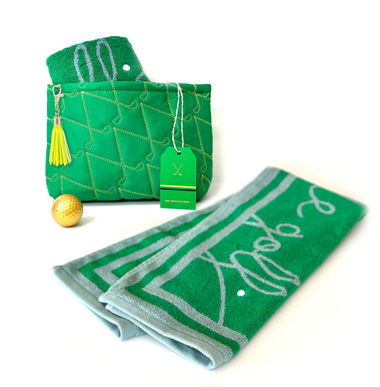 The Green Golf Travel Pouch & J'adore le Golf Towel Set