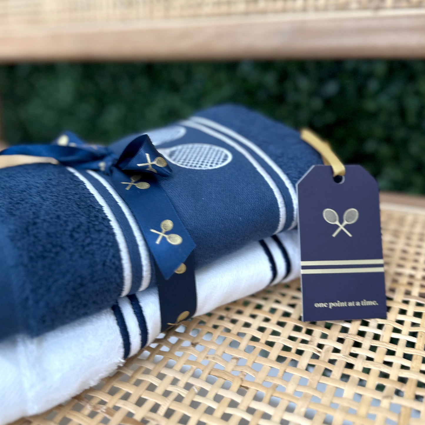 Matchtime Tennis Towel Duo—Navy & White