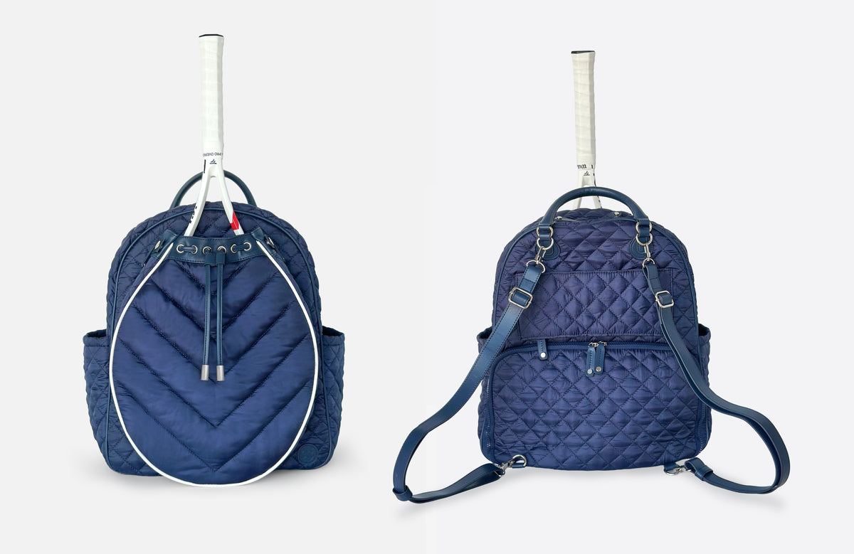 OBSESSED. Navy Tennis Convertible Backpack (October drop)