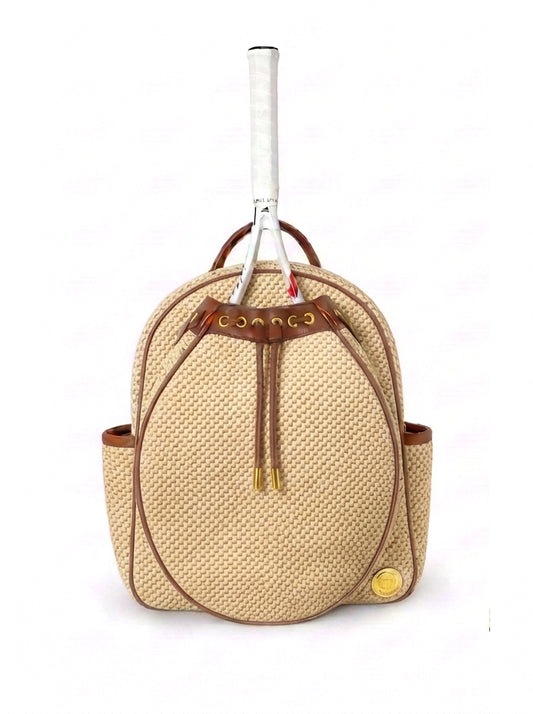 OBSESSED. Raffia Tennis Convertible Backpack (September drop)
