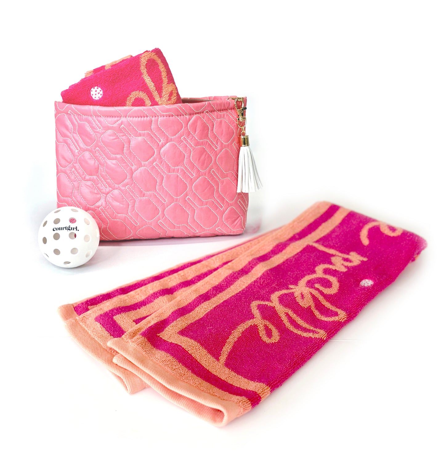 Pickled Pink Travel Pouch & J'adore Towel Set